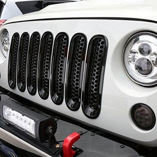 7pcs Black Car Front Bumper Mesh Grille Fits for Jeep Wrangler JK 2007-2017 car style accessories