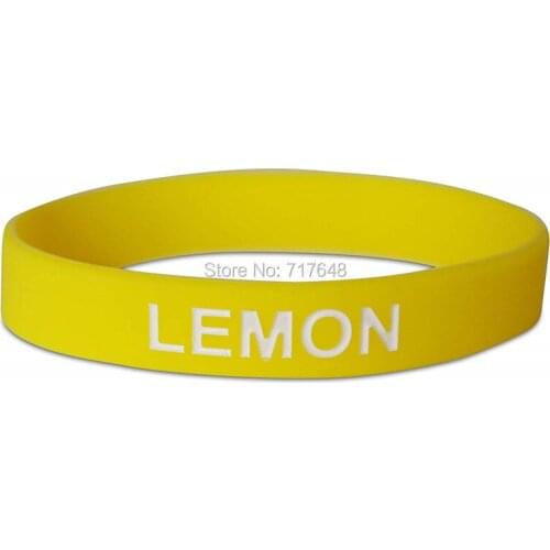 100pcs Lemon Yellow wristband silicone bracelets free shipping by epacket A