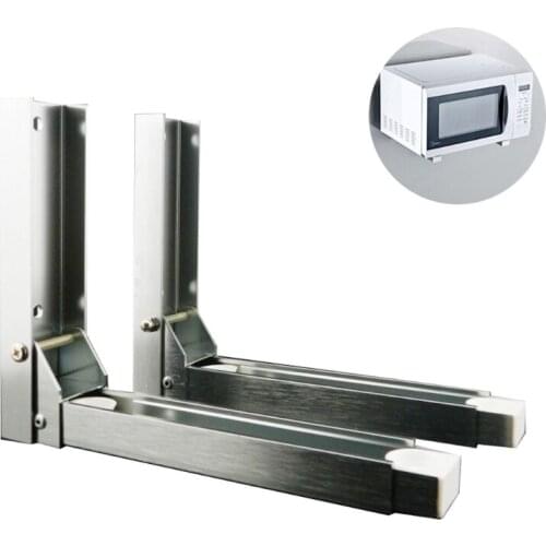 YYSD Stainless Steel Microwave Oven Rack Retrackable Foldable Microwave Oven Wall Mounted Stand Holder Rack Bracket With Two