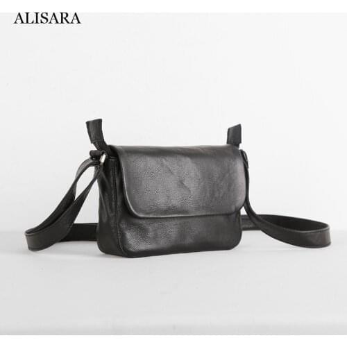 Alisara Women Small Satchels First Layer Sheepskin Leather High Quality Messenger Crossbody Pack Casual Travel Shoulder Bag