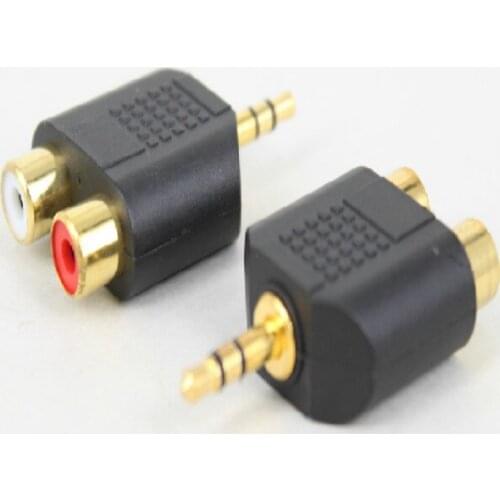 1 pair 3.5mm Male To Female 2rca Gold-plated Audio Connector Computer TV One and Two 3.5 Plug Lotus Female Audio Adapter
