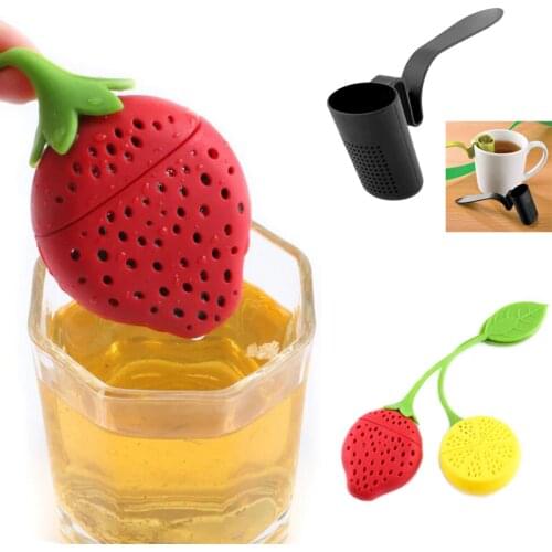 1Pc Tea Strainer Silicone Strawberry Lemon Design Loose Tea Leaf Strainer Bag Herbal Spice Infuser Filter Tools
