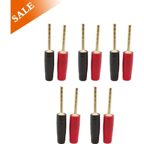 10Pcs (5Pair) 2mm Banana Plug Terminals Black&Red 2MM 24K Gold-Plated Copper Male Plug Small Banana Plug Adapter Hi-fi Speaker