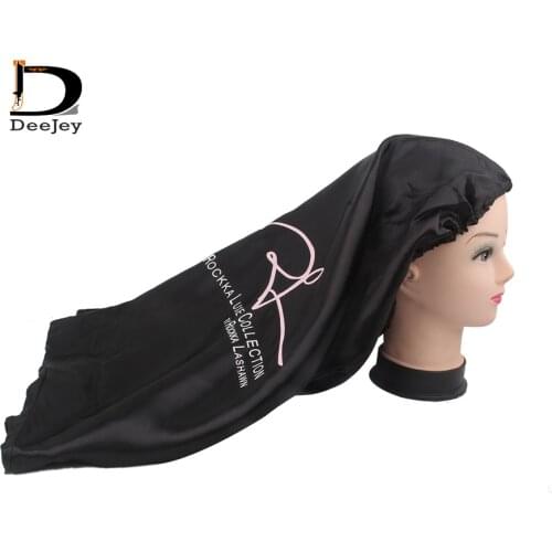 Custom printed long tail bonnet virgin hair exentension sleeping bonnet adult size colors available 10pc lot