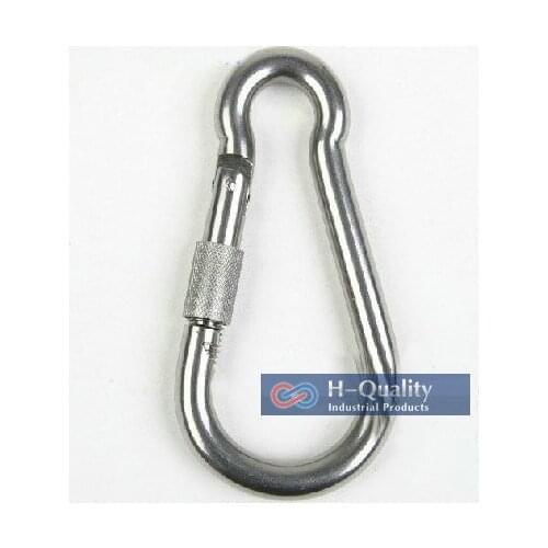 100PCS/LOT M5X50MM small stainless steel carabiner spring DIN5299C snap hook with screw