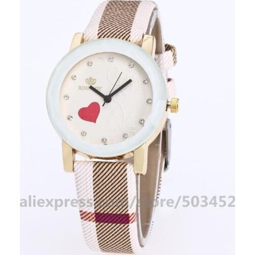 100pcs/lot Leather Belt Watches Girlfriend GIft Horloges Vrouwen Wholesale Women Watches Heart Diamond Scale Wrist Watches