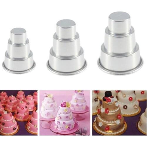 2015 Special Mini 3 Tier Cake Pan Tins Cupcake Pudding Pizza Mould Cake Trays Party Home birthday DIY KH017