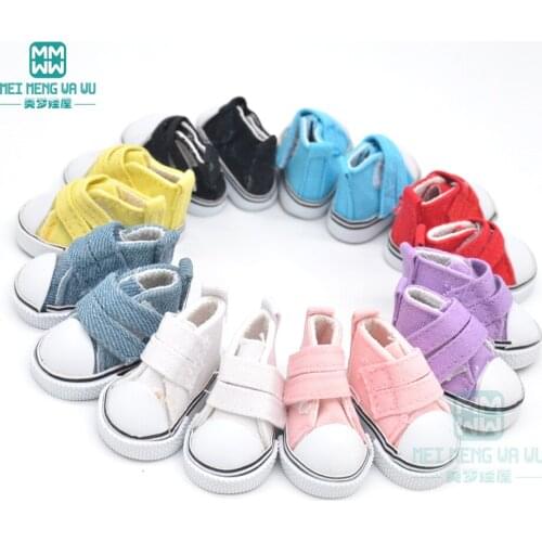 5cm mini neakers Shoes for 1/6 bjd doll Denim Canvas toy doll Shoes White pink black red