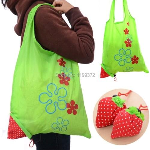 500pcs Strawberry Shopping Bag Portable Folding Foldable Reusable Handbag Hand Grocery Tote Shopper Bags