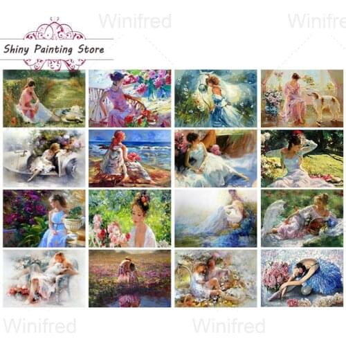 5D DIY Diamond Painting Beautiful Girl Woman Portrait Cross Stitch Classic Oil Painting Handmade Mosaic Diamond Embroidery Decor