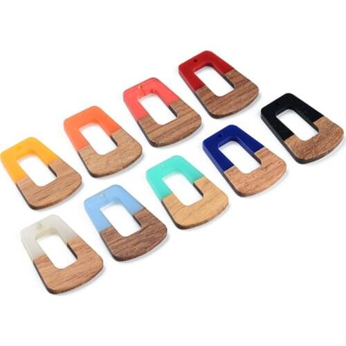 5PCS Jewelry Making New Design Personality Wood And Resin Stitching Irregular Pendant Earrings For Woman Material Accessories