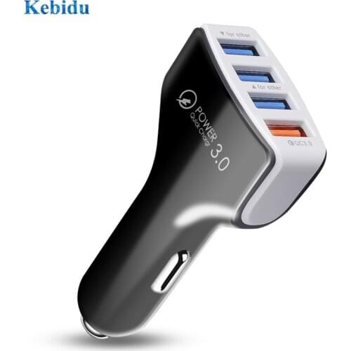 Kebidu 30W 4 Ports Car Charger Quick Charge 3.0 Dual USB Adapter Fast Charging For iPhone Samsung Xiaomi Phone Car-Charger