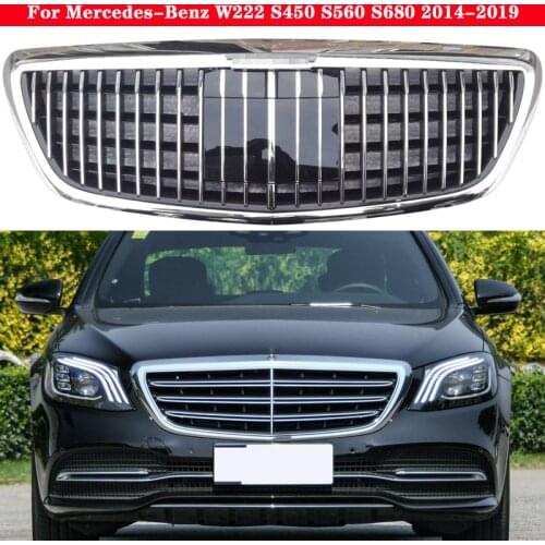 Car styling Middle grille for Mercedes-Benz S class W222 S450 S560 S680 2014-2019 Maybach front bumper grill Auto Center Grille