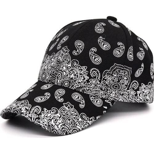 Baseball Cap Women Men 2021 Summer Cashew Print Snapback Bone Gorras Para Hombre Casquette Femme Hip Hop Womens Hats Black
