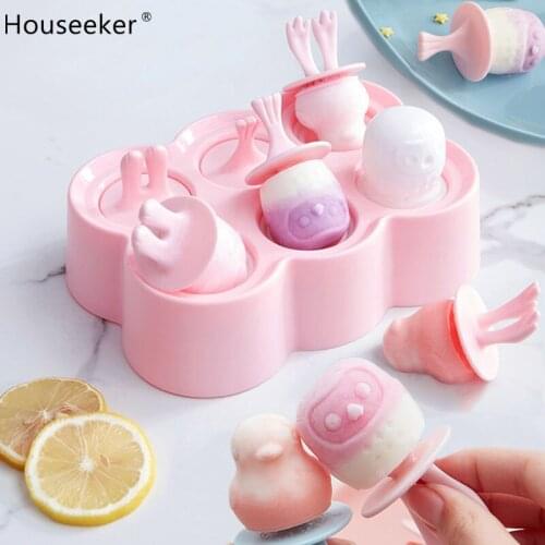 Safe Food Grade Silicone Ice Lolly Moulds Ice Cream Mold Set Cute Cartoon Home DIY Baby Kids Adults Popsicle Molds Maker Set