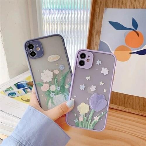Cartoon Animal Flower Phone Case For iPhone 12 Mini 11 Pro Max X XR XS 7 8 Plus SE20 Cute Art Forest Lens Protective Clear Cover
