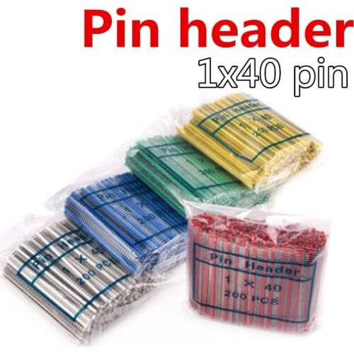 200pcs/bag Color gold plated Copper iron feet 1X40PIN Single Row MALE 2.54MM PITCH PIN Header connector 1*40 40p FOR PCB