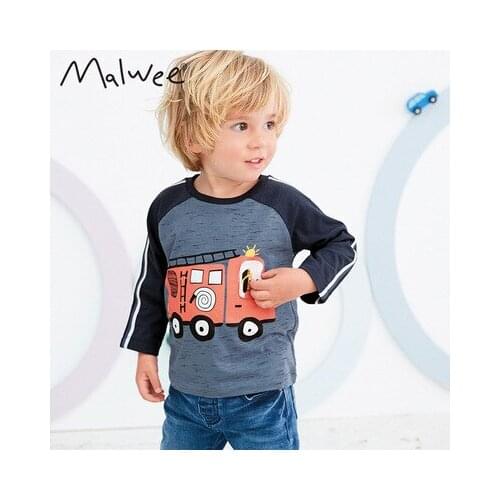 Childrens Clothing 2021 Spring and Autumn Boys Long-sleeved T-shirt Kids Boys Print Childrens T-shirt Bottoming Tee Shirt 2-8Y
