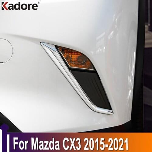 For Mazda CX3 CX-3 2015-2018 2019 2020 ABS Chrome Front Foglight Eyelids Cover Fog Light Eyebrow Strip Car Accessories Trim