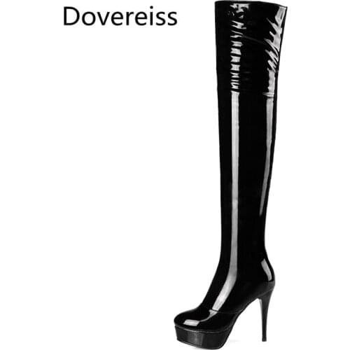 Dovereiss Fashion Womens Shoes Winter Sexy Elegant Pointed toe Concise Waterproof Stilettos heels Over the knee boots 33-45