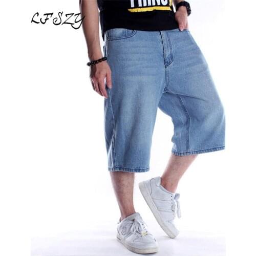 Jeans men 2020 New Modis Hip Hop jeans Mens trend Shorts Loose Cropped trousers Large size 30-46 Light Blue pants Biker jeans
