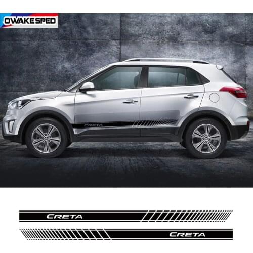 Racing Sport Stripes Car Door Side Skirt Decor Stickers For Hyundai Creta SUV Model Auto Body Trim Vinyl Decals