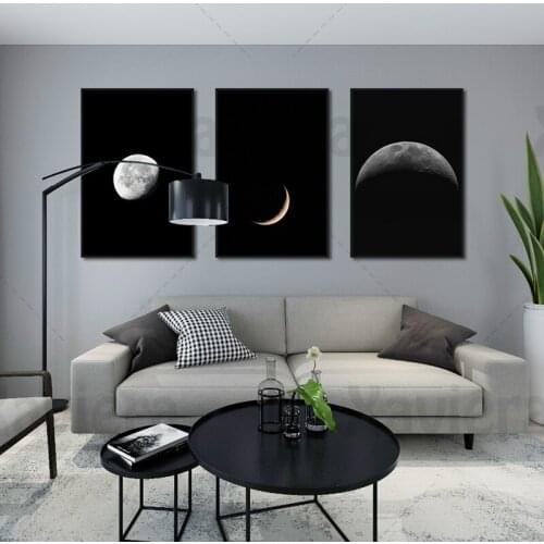 Canvas Painting Black And White Photography Moon Posters And Prints Living Room Walls Modern Art Picture Home Decoration NoFrame