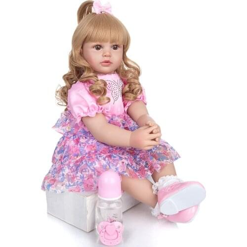 Pretty Girl reborn toddler silicone vinyl doll 24"60cm handmade reborn baby princess dress up doll gift toys