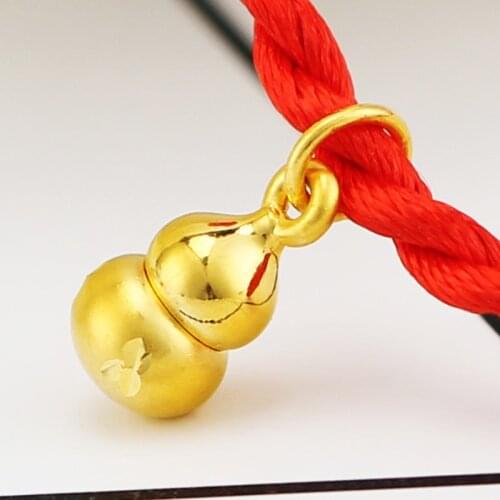 Pure 999 24K Yellow Gold Pendant Women 3D Luck Rice Star Gourd Pendant 0.5-0.7g 6.5x15mm / 1PCS