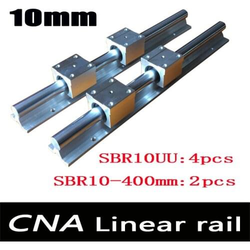 2pcs SBR10 L 400mm linear rail support with 4pcs SBR10UU linear guide auminum bearing sliding block cnc parts