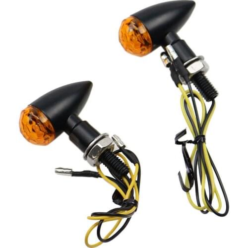 Amber Lens Mini Black Bullet Turn Signal Indicator Light For Cafe Racer Cruiser