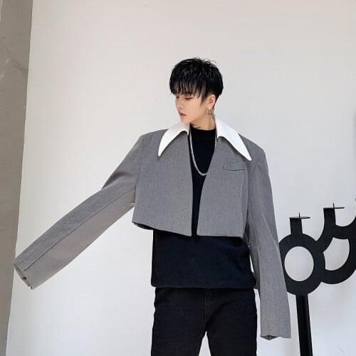 Men Loose Casual Short Style Suit Jacket Blazer Overcoat Male Women Streetwear Vintage Coat Outerwear Stage Clothes