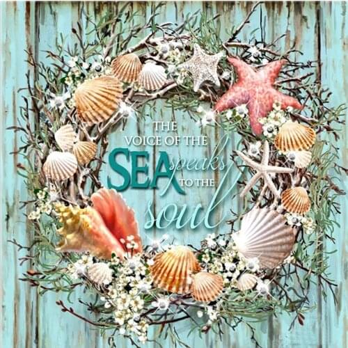 Coastal Wreath flower Needlework Cross stitch 14CT Unprinted Embroidery kit Art Cross-Stitching,DIY Handmade Home Decor