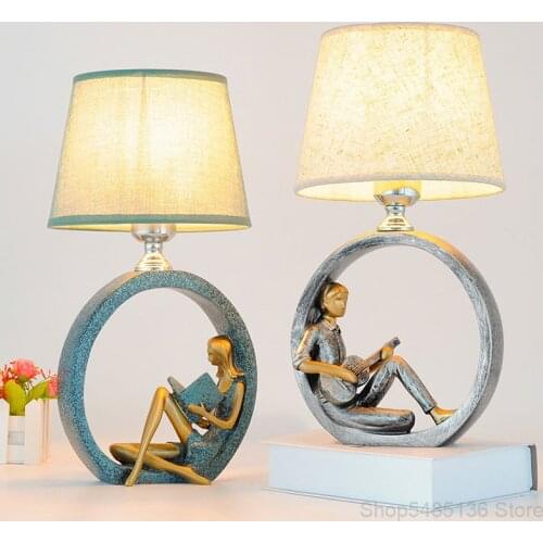 Reading Girl Table Lamp Guitar Boy Standing Desk Light Bedroom Bedside Lamp Study Office Light Fixtures Living Room Home Decor