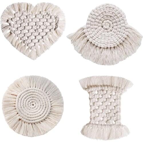 2021 New Set Love Heart Bowl Mats Cup Mat Tassel Hot Insulation Round Coaster Table Pads For Dining Table Drink Coasters Hollow