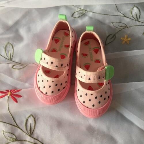 2021 New Mini Melissa Children Fruit Cavans Shoes Princess Straberry Pinapple Girl Fashion Jelly Shoes Kids Casual Sneaker MN052