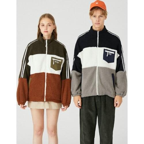 YUPINCIAGA New trendy couples hit color Sweatshirt Teddy hair couple hip hop Women Man Clothes Sweet Winter Thick Sweatshirt