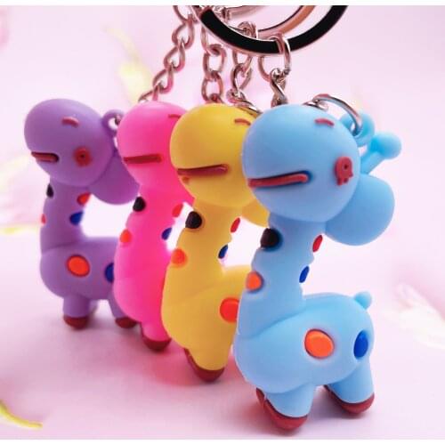 New Cartoon Key Chain PVC Zebra Giraffe Funny Toy Keychain Cute Cartoon Baby Boy Girl Key Ring Bew Key Accessories Bag Pendant