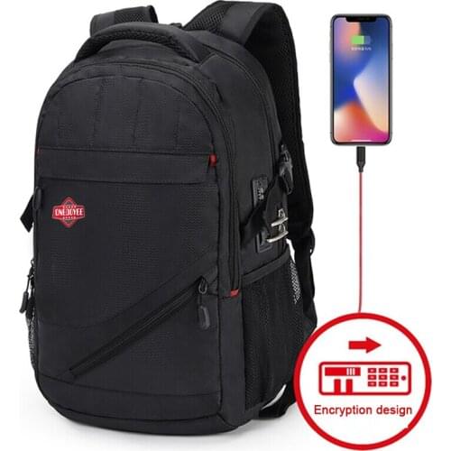 New Laptop Usb Charging Backpack School Bag Anti Theft Anti-theft Code Lock Men Business Backbag Travel Daypacks Black Mochila
