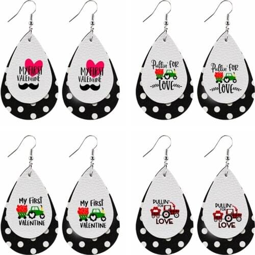 New styleGlitter Christmas Resting Grinch Face Earrings Color Faux Leather Two Layers Thanks Giving Gift Double Print Bulk Order