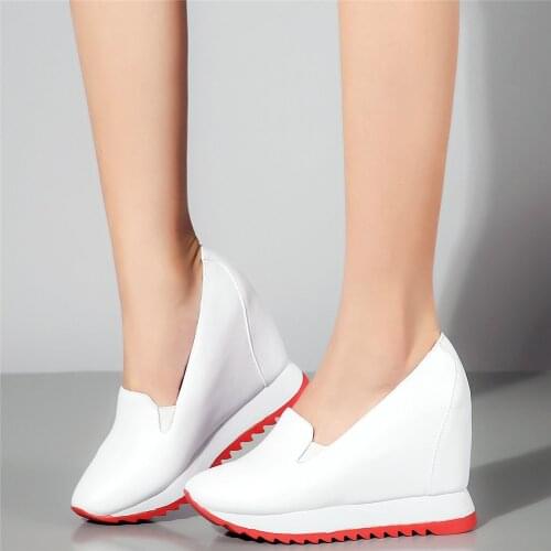 Mary Jane shoes Women Genuine Leather Wedges High Heel Ankle Boots Female Low Top Round Toe Platform Pumps Shoes Casual Shoes