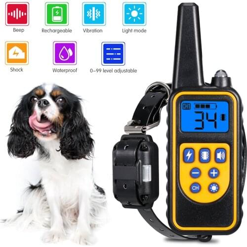 800m Electric Dog Training Collar Pet Remote Control Waterproof Rechargeable Electric Dog Collar For Shock Vibration Sound