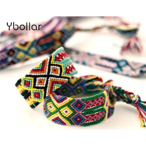 2.8cm Wide Boho Woven Braided Friendship Bracelet Handmade Brazilian String Cotton Cord Surf Bangle Men Women Ethnic Jewelry