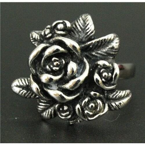 Drop Ship Fashion Women Ring 316L Stainless Steel Jewelry Rose Flower Ring