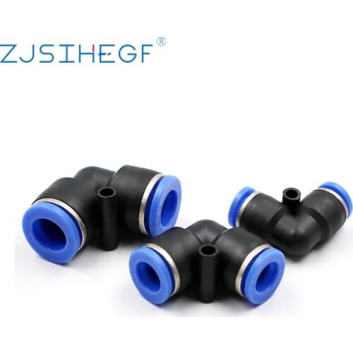 PV Pneumatic Air Connectors 4/6/8/10/12/14/16mm OD Hose L Type Flow Speed Tube Plastic Quick Coupling