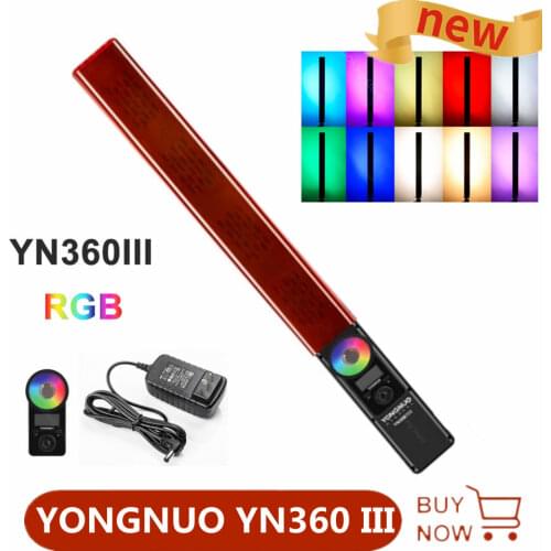 YONGNUO YN360 III YN360III Handheld LED Video Light Touch Adjusting Bi-colo 3200k-5500k RGB Color with Remote Control