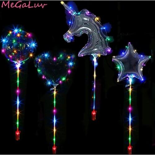 20inch Luminous Clear Bubble Balloons Heart Round Star Colorful LED Light Up Bobo Ballons Birthday Supplies Wedding Party Decor