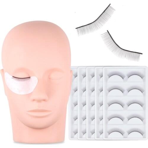 Silicone Mannequin Model Head With Individual Practice False Eyelashes Natural Soft Training Eyelash Extensions Makeup Tools