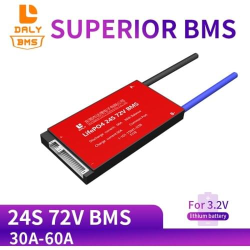 Daly 24S BMS 72V LiFePO4 Bms 24s 72V Battery Management System BMS 30A 40A 50A 60A with Low Current for Lithium Battery
