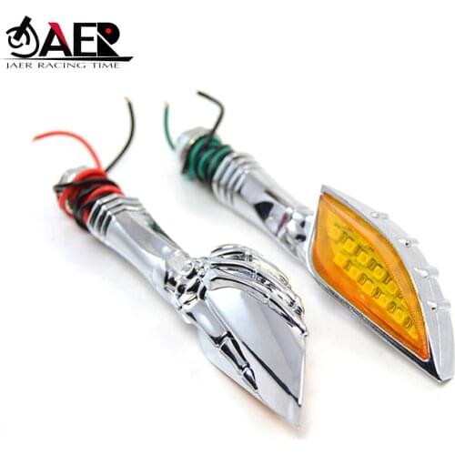 2PCS LED Motorcycle Indicator Skull Turn Signals Amber Blinker Light Lamp for Harley Honda Yamaha Bobber Cruisers Lighting